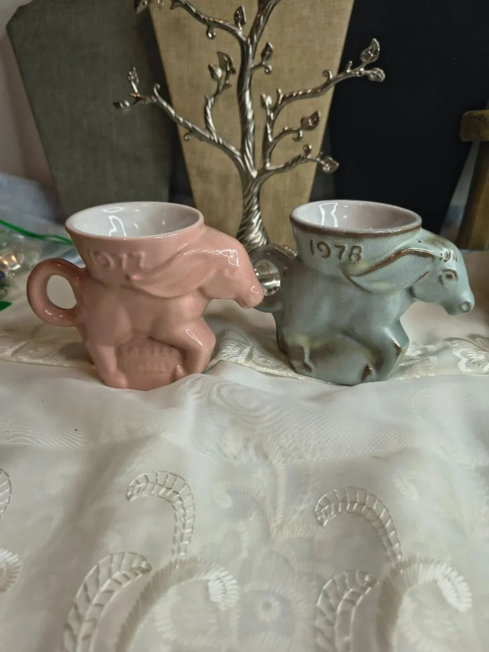Francoma Red Ware Dem. Donkey Mugs
